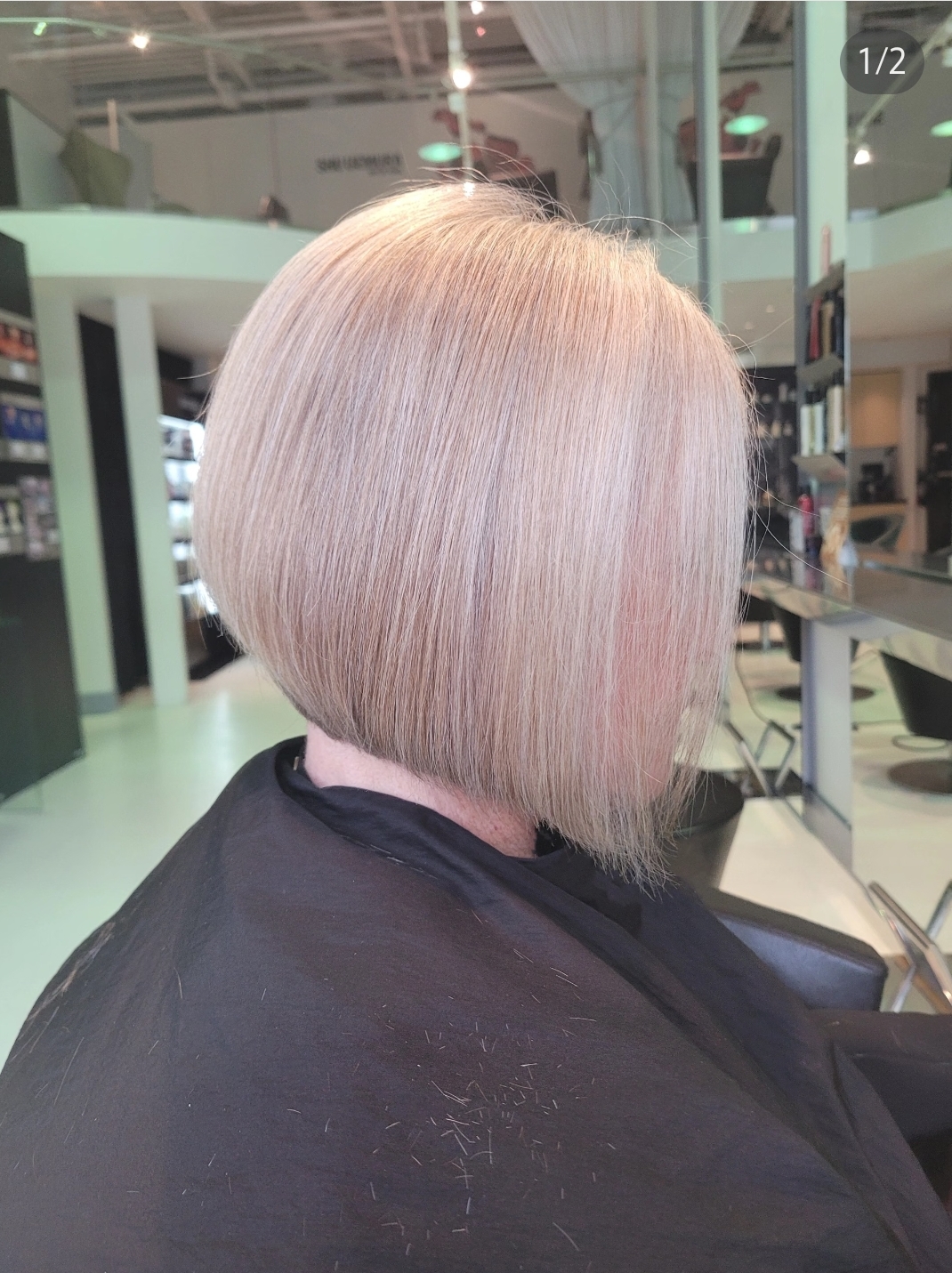 Women's precision short haircut by senior hairstylist at Salon Era Vancouver